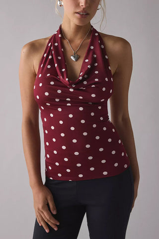 Ruched Halter Snake Print Tank