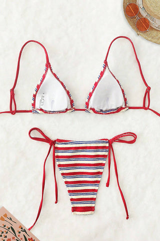 Striped Bikini Set with Tie Details