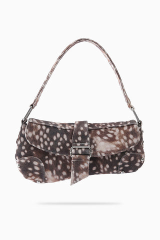 Spotted Print Buckle Strap Shoulder Bag