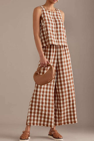 Checkered Two-Piece Pants Set