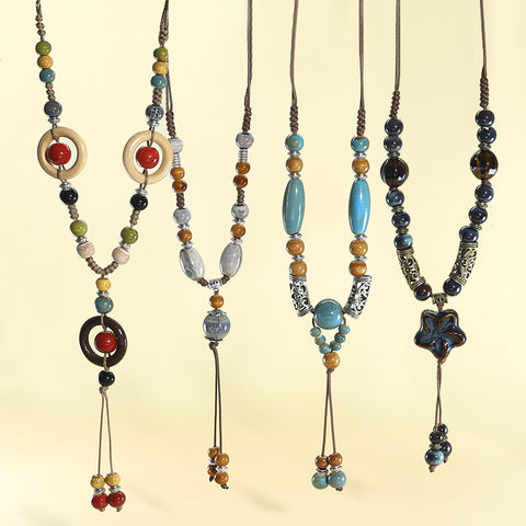 Braided Beaded Pendant Necklace