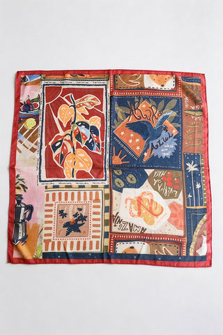 Vintage Collage Print Square Scarf