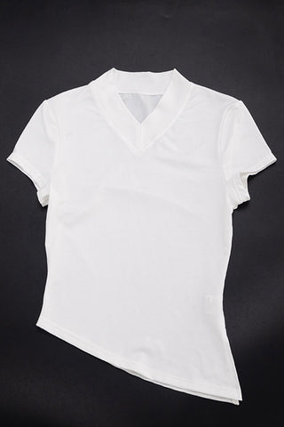 Side-Slit Cropped Crew Neck Tee