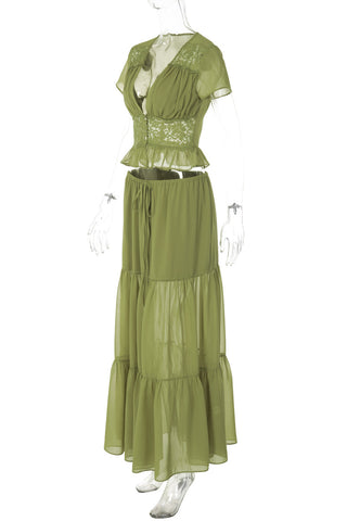 Elegant Lace Detail Skirt Set
