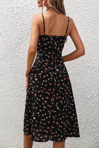 Polka Dot Midi Dress with Side Slit
