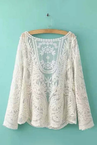 Open-Front Lace Blouse