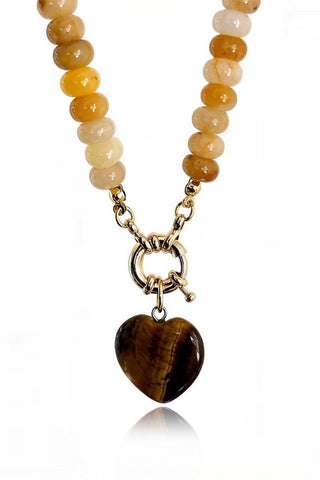 Multi-Strand Beaded Necklace with Heart Charm