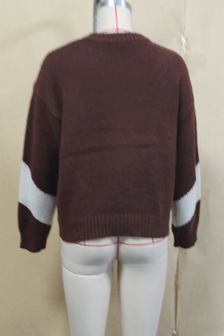 Fringe Colorblock Mock Neck Sweater