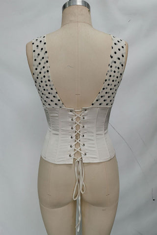 Polka Dot V-Neck Corset Tank Top