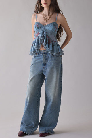Flowy Ruffled Spaghetti Strap Blouse