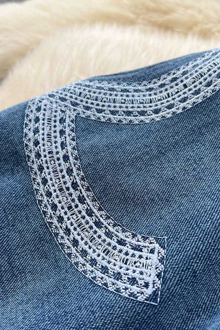 Patterned High-Waist Wide-Leg Straight Jeans