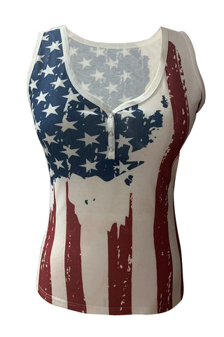 Button-Front Printed Tank Top