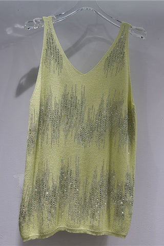 Sequin V-Neck Sleeveless Tank