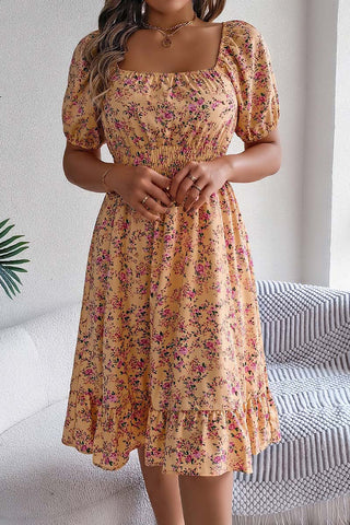 Off-Shoulder Smocked Casual Dress