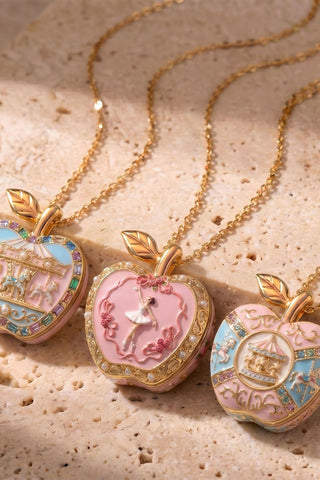 Ballerina Charm Apple Locket Necklace