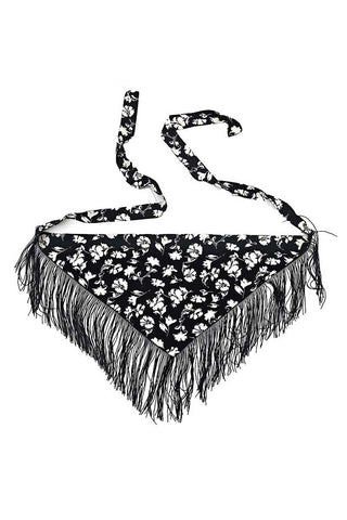 Paisley Print Fringe Tie Waist Wrap