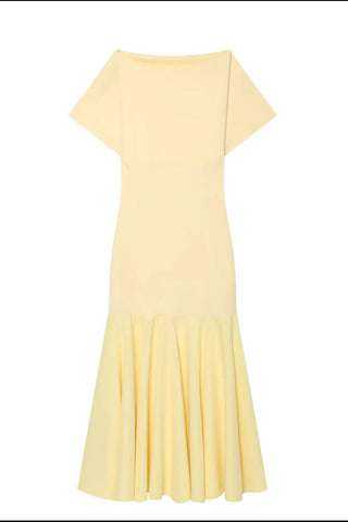 Short Sleeve Ruffle Hem Midi Casual Dress