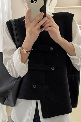 Asymmetrical Buckle-Front Vest