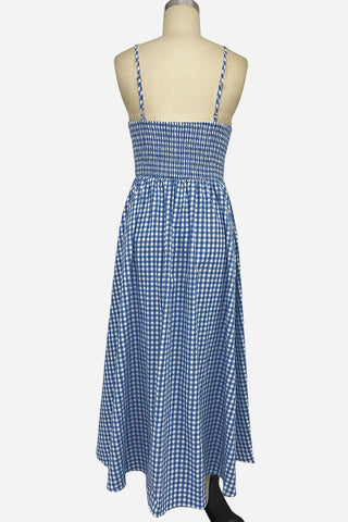 Gingham Spaghetti Strap Casual Dress