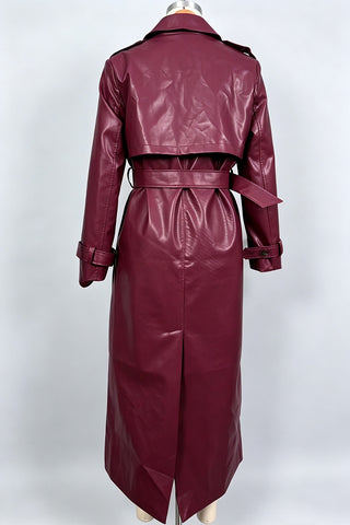 Belted Notched Collar Long Sleeve Coat
