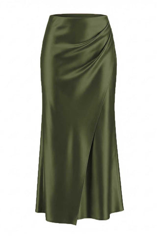 Asymmetric Wrap Midi Skirt
