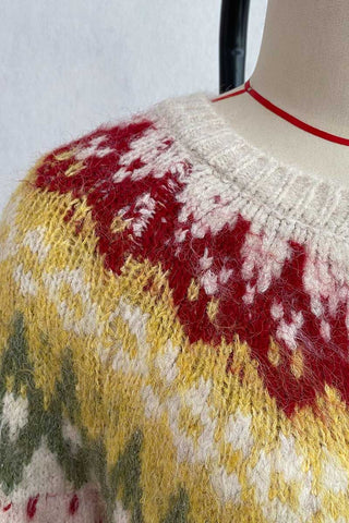 Fair Isle Knit Button-Front Cardigan