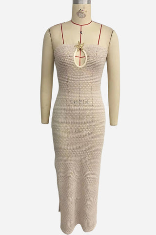 Strapless Knit Maxi Dress with Side Slit