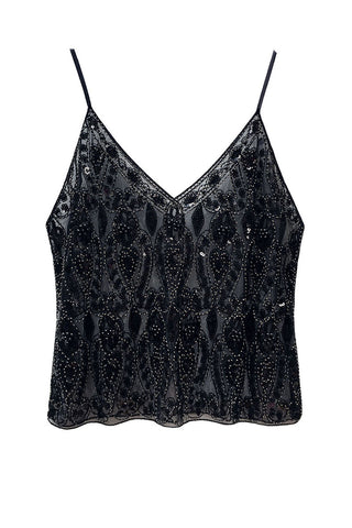 Sequin Geometric Beaded V-Neck Cami