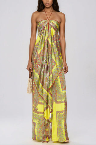 Paisley Halter Neck Wide-Leg Pants Set