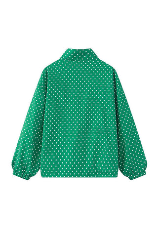 Polka Dot Half-Zip Pullover Jacket