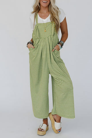 Gingham Wide-Leg Overalls