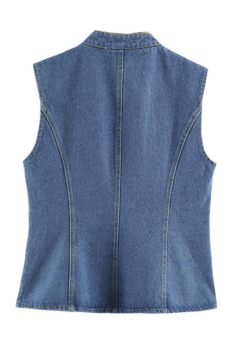 Stand Collar Asymmetric Button Vest