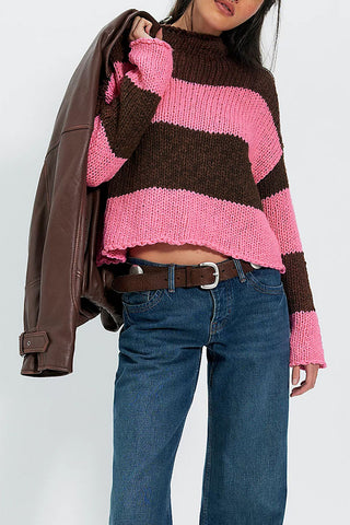 Striped Crew Neck Knit Sweater