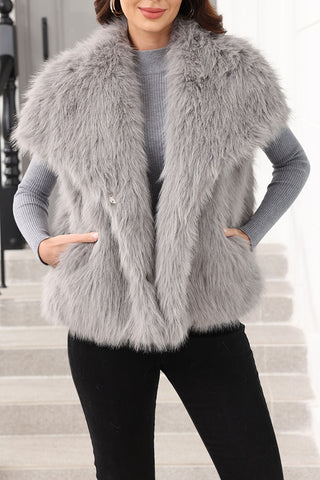 Faux Fur Sleeveless Open Front Vest