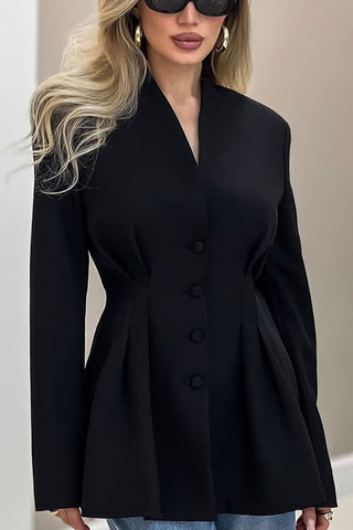 Button-Front Tailored Blazer
