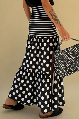 Patterned Slit Maxi Skirt