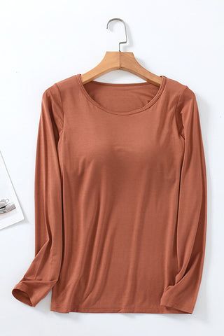 Long Sleeve Scoop Neck Bra Top