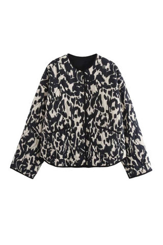 Animal Print Button Front Jacket