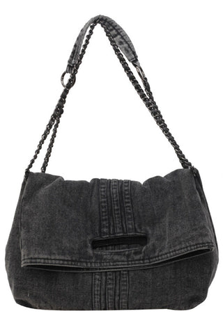 Flap Chain Strap Slouchy Shoulder Bag