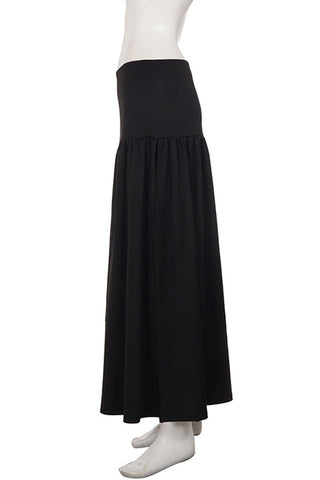 High-Waist Ruched Waistband Midi Skirt