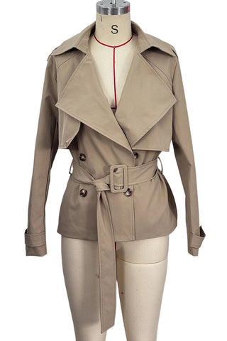 Belted Peplum Collar Coat