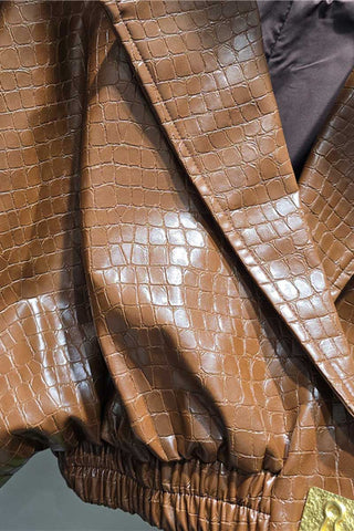 Crocodile Texture Crop Blazer