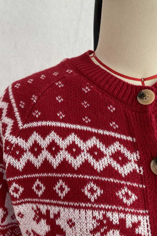 Fair Isle Knit Button-Front Cardigan