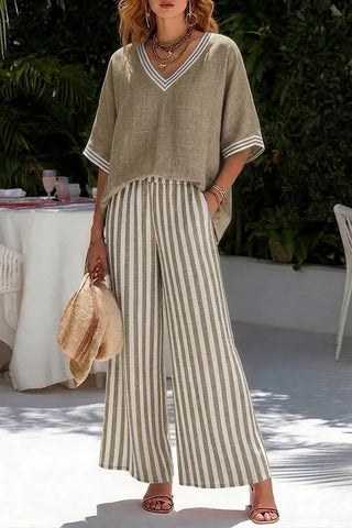 Striped Wide-Leg Pants Set