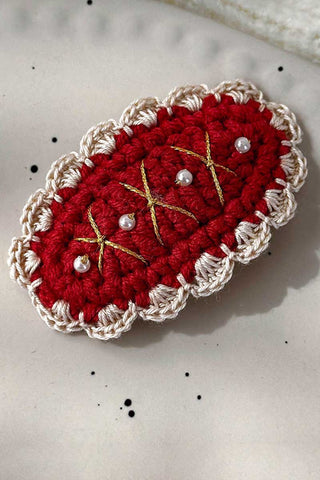Crochet Christmas Tree and Bow Hair Clip