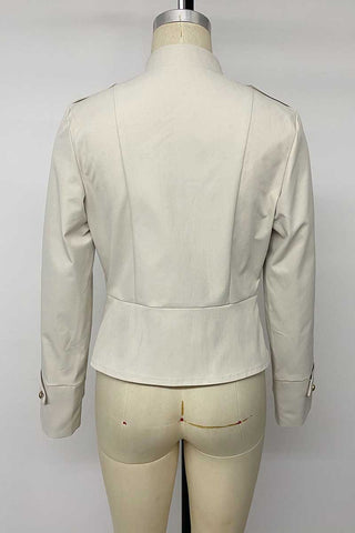 Button Mock Neck Military Jacket