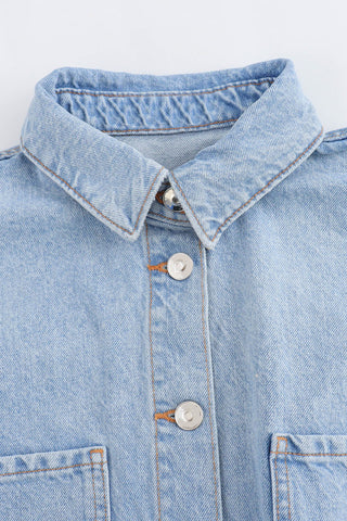 Pocketed Button-Front Shorts Romper