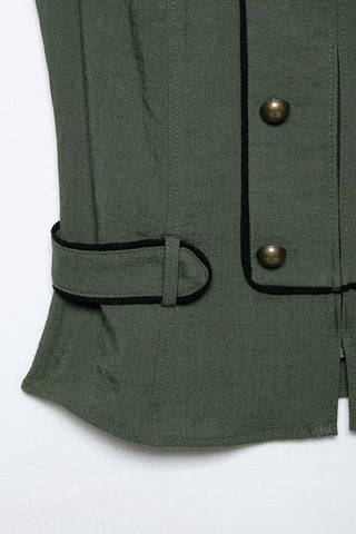 High-Neck Double-Breasted Tank Top