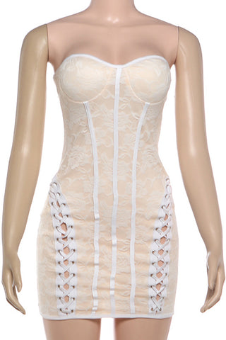 Strapless Lace-Up Evening Dress