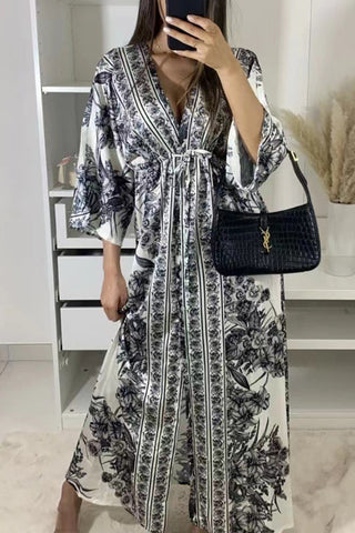 Floral Print Vacation Maxi Dress
